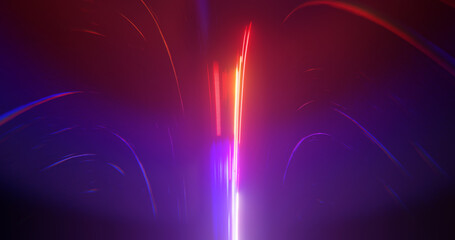 Poster - high speed of digital neon glowing lights, rays and motion blur over dark background. warp speed mot