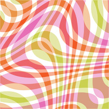 Mod Pink Orange Green Wavy Abstract Plaid Vector Background Pattern
