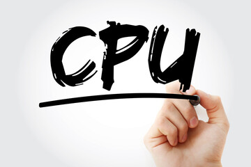 Aufkleber - CPU - Central Processing Unit text with marker, concept background