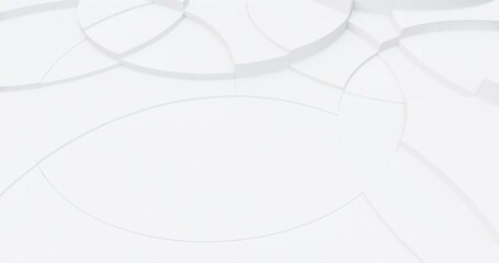 Poster - Abstract white motion background from random moving curved shapes. circular design with bright light scene. 4K loop, 3D rendering
