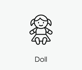 Poster - Doll icon vector icon.  Editable stroke. Linear style sign for use on web design and mobile apps, logo. Symbol illustration. Pixel vector graphics - Vector