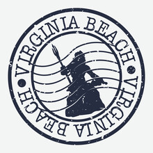 Virginia Beach, VA, USA Stamp Postal. Silhouette Seal. Passport Round Design. Vector Icon. Design Retro Travel. National Symbol.