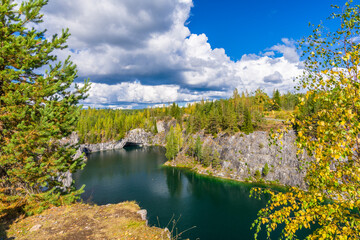 Wall Mural - A former marble quarry in Karelia transformed to a beautiful park, Russia