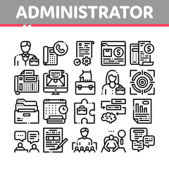 Poster - Administrator Business Collection Icons Set Vector Illustrations
