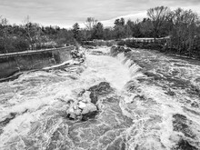 Rushing Waterfall Rapids White Water At Hog's Back Falls In Ottawa Canada