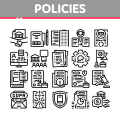 Poster - Policies Data Process Collection Icons Set Vector