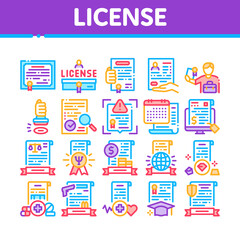 Poster - License Certificate Collection Icons Set Vector Illustrations