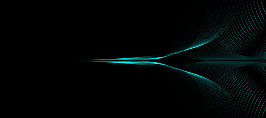 Abstract blue green background with curve lines. Minimal long banner for technology, and business presentation. Vector