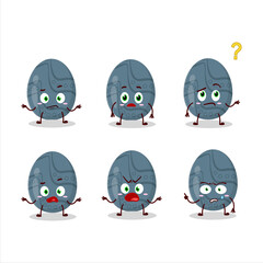 Poster - Cartoon character of blue grey easter egg with what expression