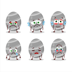 Wall Mural - Grey easter egg cartoon character with sad expression