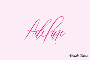 Aufkleber -  Adeline-Female Name Typography Text On Pink Background