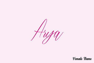 Aufkleber - Arya-Female Name Typography Text On Pink Background