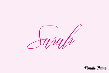 Aufkleber - Sarah-Female Name Calligraphy Dork Pink Color Text On Pink Background