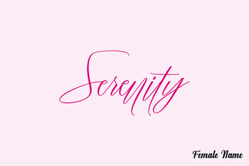 Aufkleber - Serenity-Female Name Calligraphy Dork Pink Color Text On Pink Background