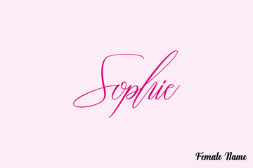 Aufkleber - Sophie-Female Name Calligraphy Dork Pink Color Text On Pink Background