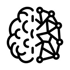 Sticker - artificial intelligence, ai human and digital brain line icon vector illustration