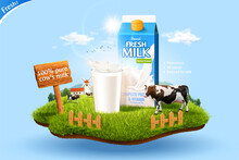 3d Fresh Milk Ad Template
