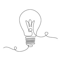 Wall Mural - continuous one line drawing light bulb symbol idea. lamp as a metaphor for eco, business and energy 