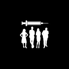 Sticker - Vaccine icon isolated on dark background 