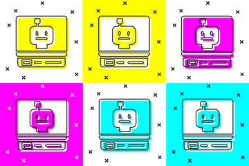 Poster - Set Robot icon isolated on color background. Artificial intelligence, machine learning, cloud computing. Vector