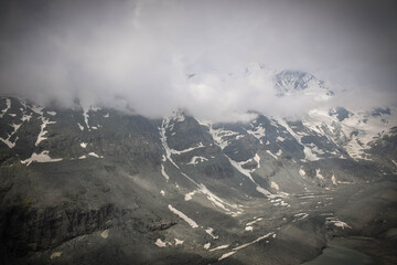 Amazing view in Austria to Glossglockner. Snow in the july.