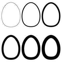 Poster - egg set different thickness outline shapes, vector egg shape template for design