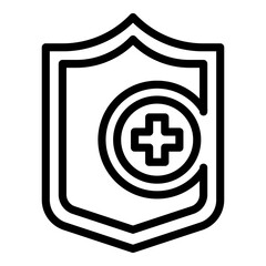 Poster - Medical shield icon. Outline medical shield vector icon for web design isolated on white background