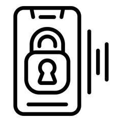 Poster - Locked smartphone icon. Outline locked smartphone vector icon for web design isolated on white background