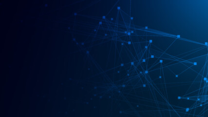 Poster - abstract blue polygon tech network with connect technology background. abstract dots and lines textu
