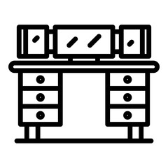 Poster - Workstation icon. Outline workstation vector icon for web design isolated on white background