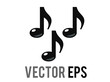 Vector black three eighth notes music note icon, represent music or singing