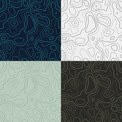 Poster - Topography patterns. Seamless elevation map tiles. Amazing isoline background. Charming tileable patterns. Vector illustration.