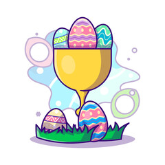 Wall Mural - Chalice with Eggs to Easter Day Vector Illustration in Flat Cartoon style for Web Landing Pages with Banner or Sticker and Background