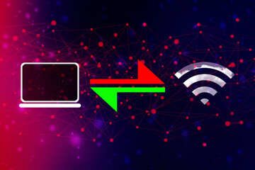 Poster - 2d illustration WiFi symbol with laptop
