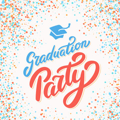 Graduation party. Vector handwritten lettering banner.