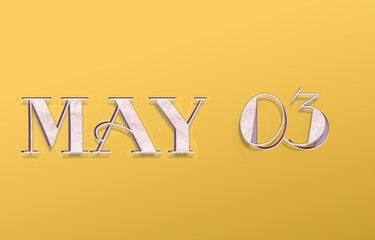 03 May, Calendar icon. On yellow Background