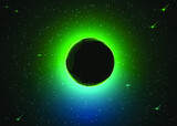 Fototapeta Las -  Green glowing Star in Space