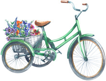 Tricycle With Baskets With Wildflowers