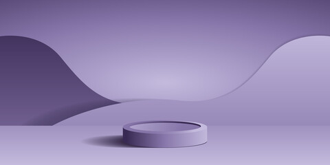 Studio background vector 3d. podium platform for cosmetic products etc. podium display in purple.