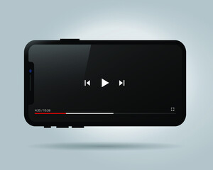 Aufkleber - Smartphone with video player on the screen. Gadget Elements for site form of watching online video on smartphone. Vector illustration
