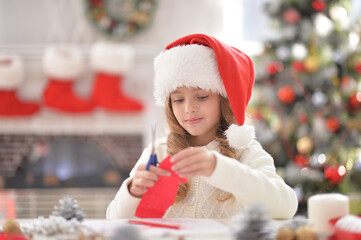 Poster - Little girl in Santa hat