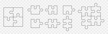 Various Sizes Puzzle Set. Puzzle Pieces Vector Set. Separate The Ability To Change