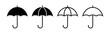 Umbrella vector icons isolated on white background. Parasol simple black vector icon. Rain, weather, meteorology sign.