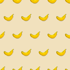 Poster - Bananas Pattern. Yellow Wallpaper Bananas Pattern.