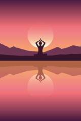 Wall Mural - peace of mind mediating person by the lake