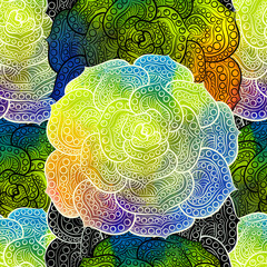  Ornamental doodle flora - succulents - seamless pattern