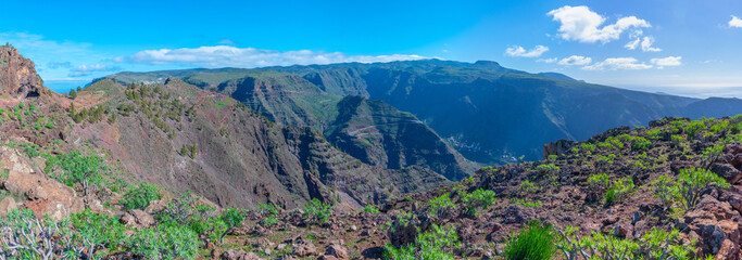 Wall Mural - Aerial view of Barranco de Taguluche at La Gomera, Canary Islands, Spain.