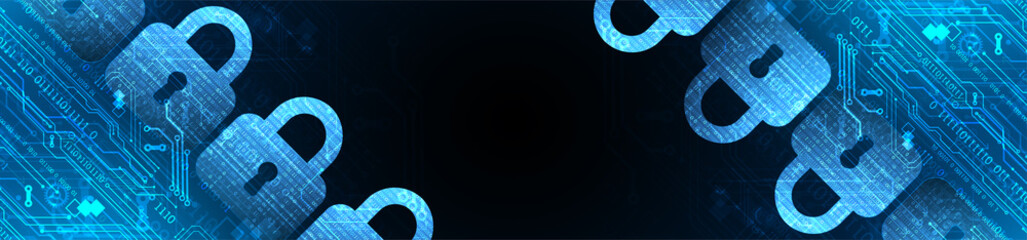 Leinwandbilder - Abstract technological background on the topic of information security. Abstract lock icon with numbers in the middle of the outline.