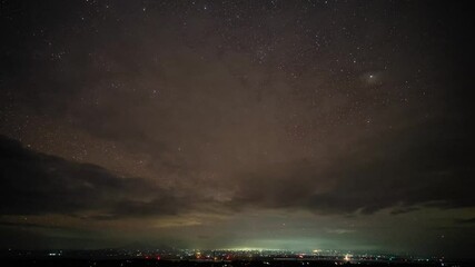 Wall Mural - TIME LAPSE of Billion Stars on Clear Dark Sky Starry Night Above Bali Island Indonesia Taken On Nyepi Day 2021 During COVID-19 Pandemic