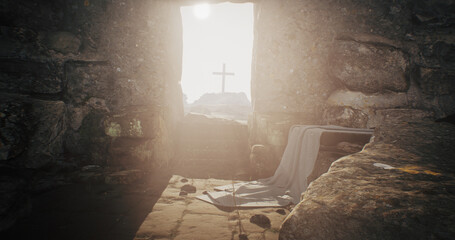 Rock opening into Jesus Christ tomb